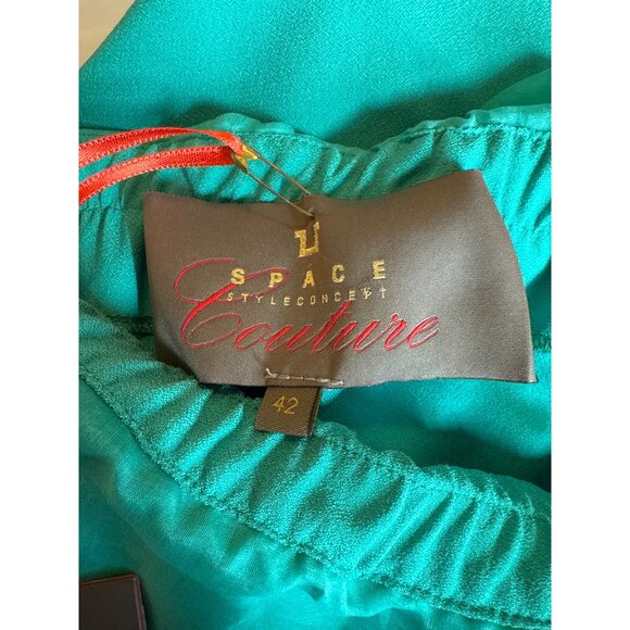 Simona Corsellini Green Off-Shoulder‎ Ruffle Column Gown Side Slit - Picture 8 of 11